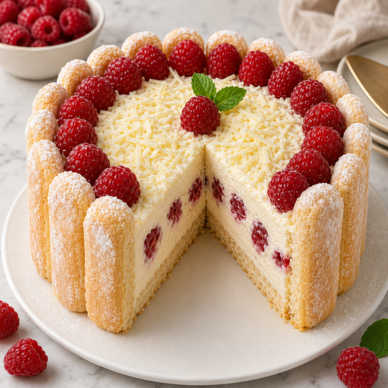 Charlotte aux Framboises et Chocolat Blanc : un Dessert Élégant et Irrésistible