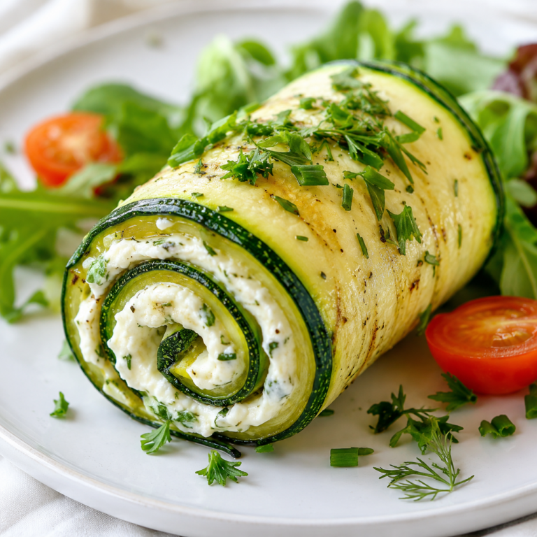 Roulé de Courgette Grillée au Fromage Frais et aux Herbes