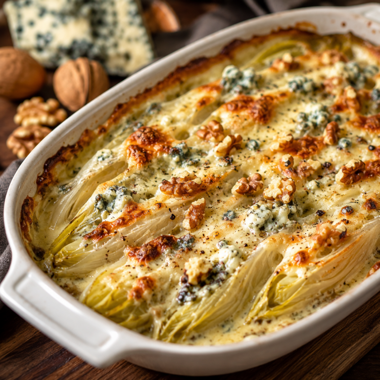 Gratin d’Endives au Roquefort et Noix : Une Recette Gourmande et Réconfortante