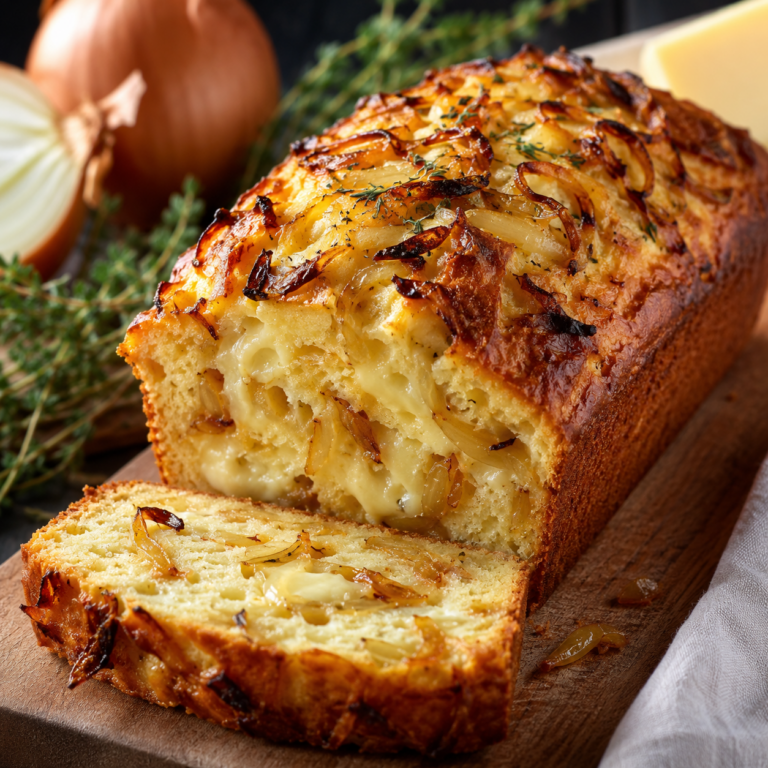 Cake Salé aux Oignons Fondants et Fromage : Moelleux, Gourmand et Facile à Réaliser
