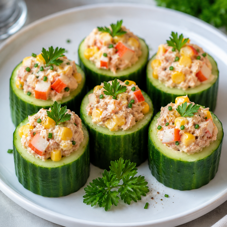 Concombres Farcis au Thon, Surimi et Maïs : Une Entrée Fraîche et Gourmande