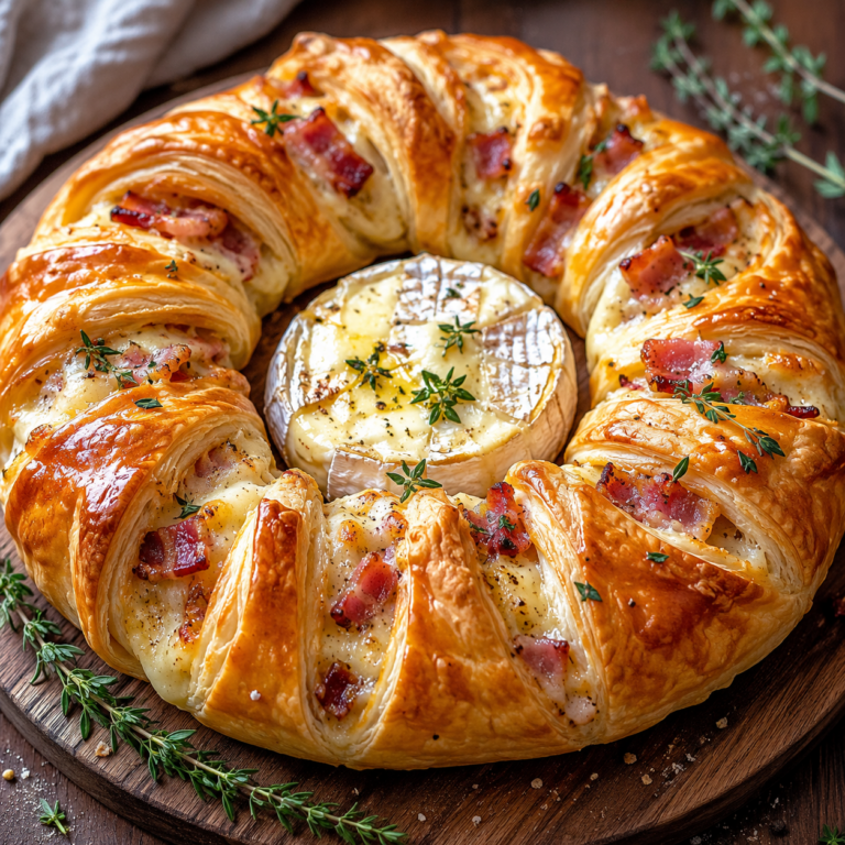 Couronne Feuilletée au Camembert et Lardons : l’Apéritif Fondant et Croustillant