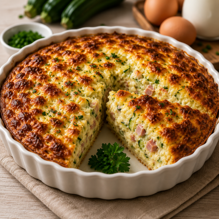 Clafoutis Salé aux Courgettes, Jambon et Fromage