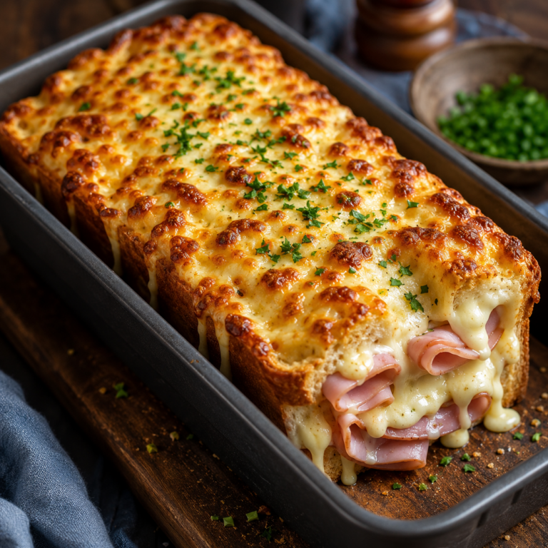 Croque-Cake au Jambon et Fromage Gratiné