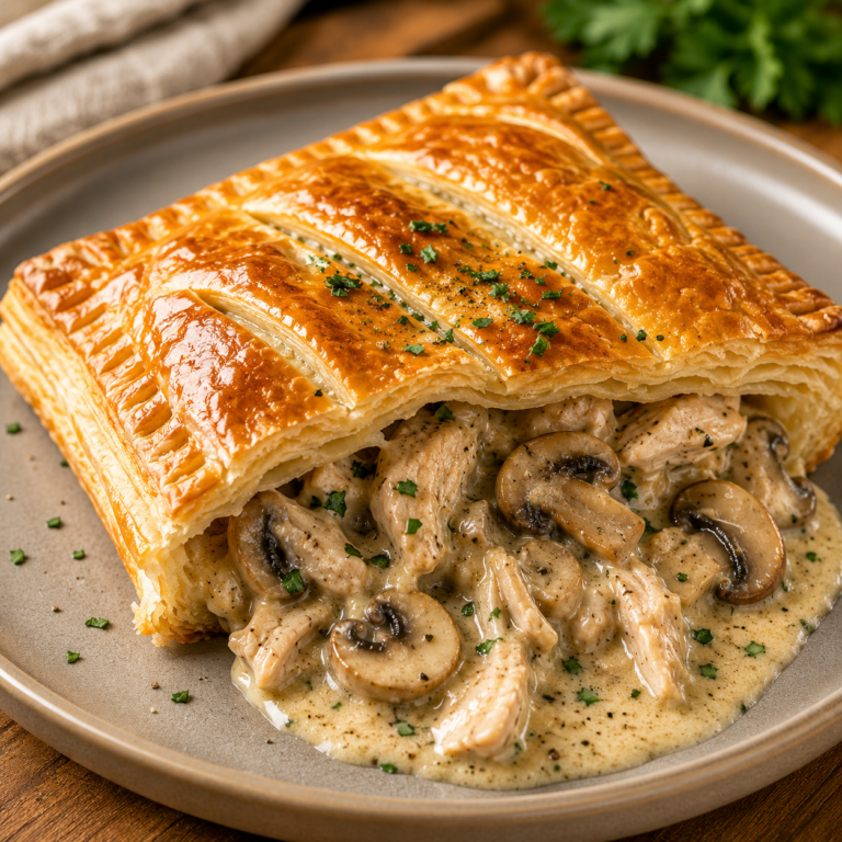 Feuilleté Crémeux au Poulet et Champignons