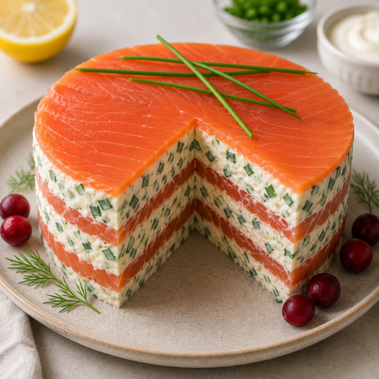 Gâteau de Saumon Fumé et Fromage Frais : Une Entrée Froide Élégante et Raffinée