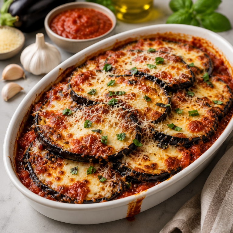 Gratin d’Aubergines à la Mozzarella et Parmesan