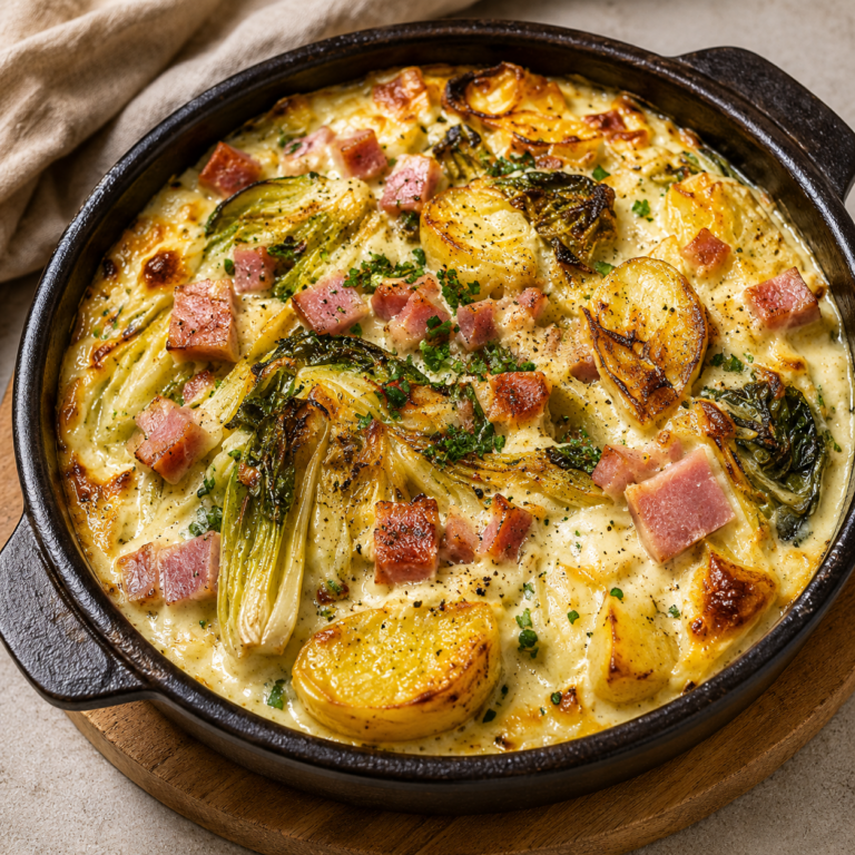 Gratin de Pommes de Terre, Sucrines et Lardons