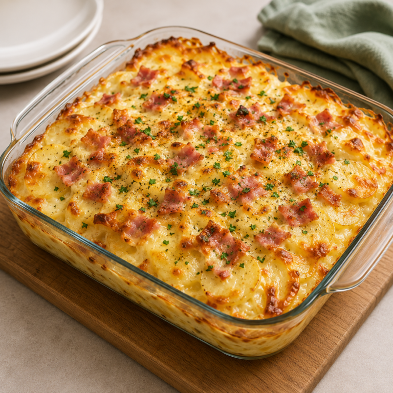 Gratin de Pommes de Terre au Jambon et Fromage Crémeux