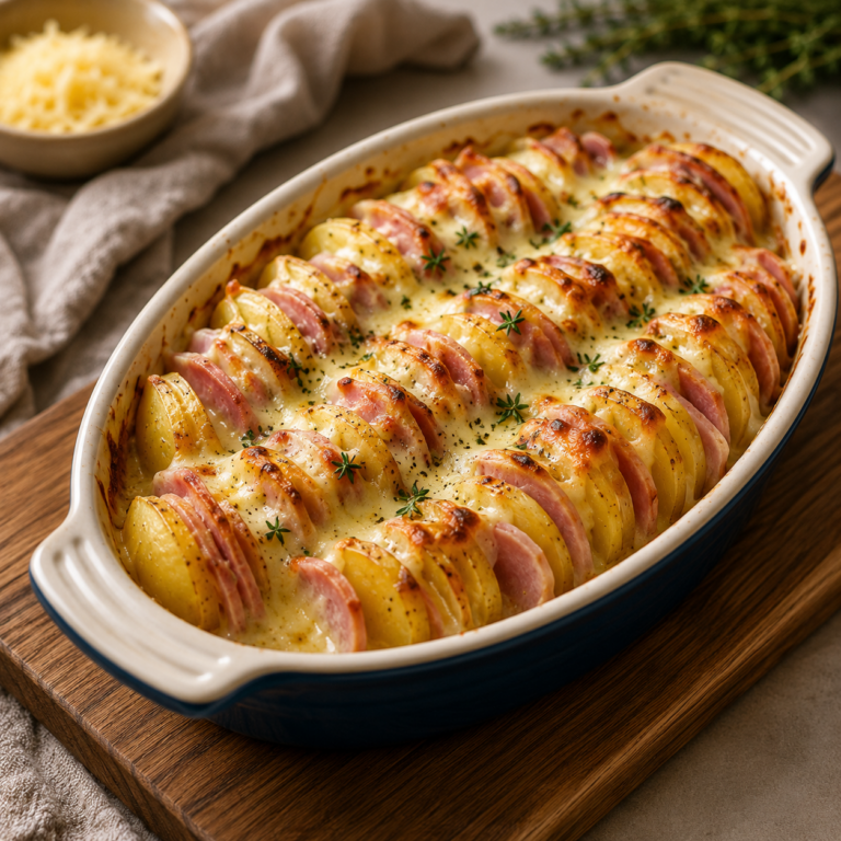 Gratin de Pommes de Terre au Jambon et Fromage : Un Plat Familial Irrésistible