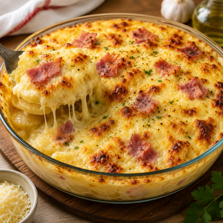 Gratin de Pommes de Terre au Jambon et Mozzarella