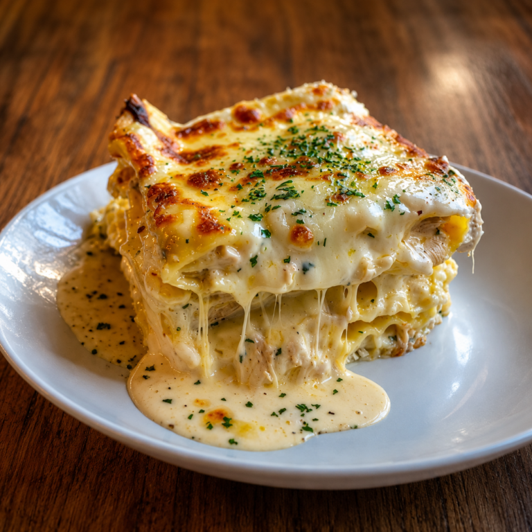 Lasagnes Blanches Crémeuses au Poulet et aux Fromages : Le Plat Réconfortant par Excellence