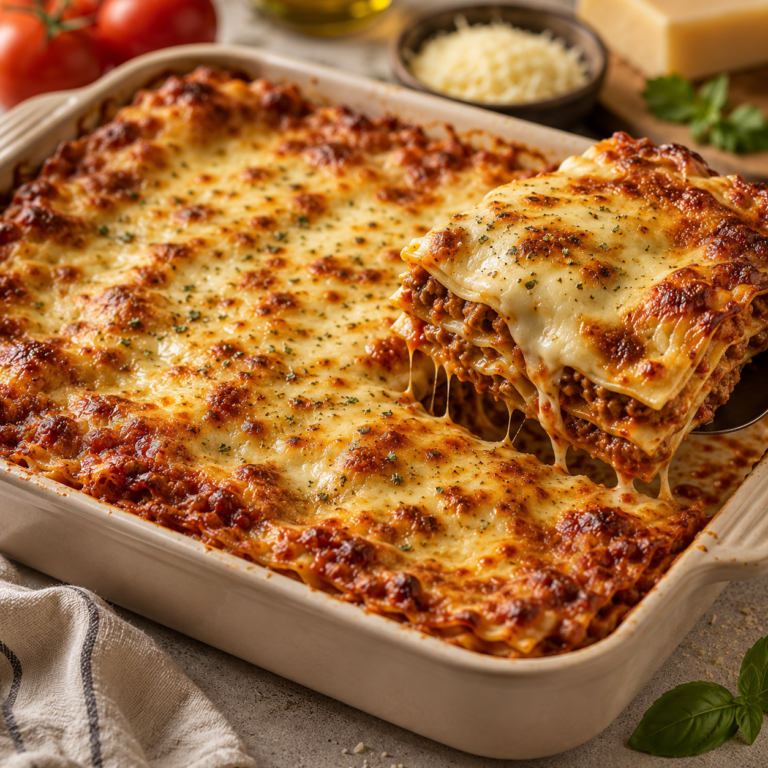 Lasagnes maison à la viande hachée et sauce béchamel