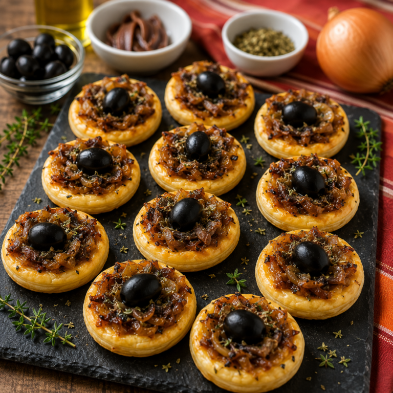 Mini Pissaladières Feuilletées aux Oignons Confits, Anchois et Olives