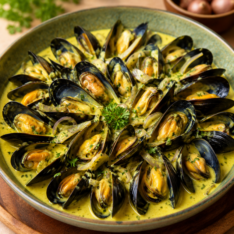 Moules à la Crème de Curry et Échalotes : Une Recette Gourmande et Raffinée