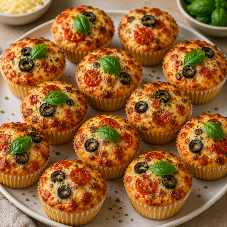 Muffins Salés Façon Pizza : Moelleux, Gourmands et Faciles à Préparer