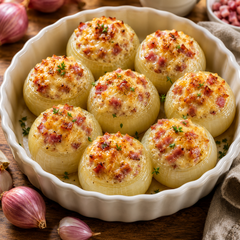 Oignons Farcis au Jambon et au Fromage : Une Recette Gourmande et Réconfortante