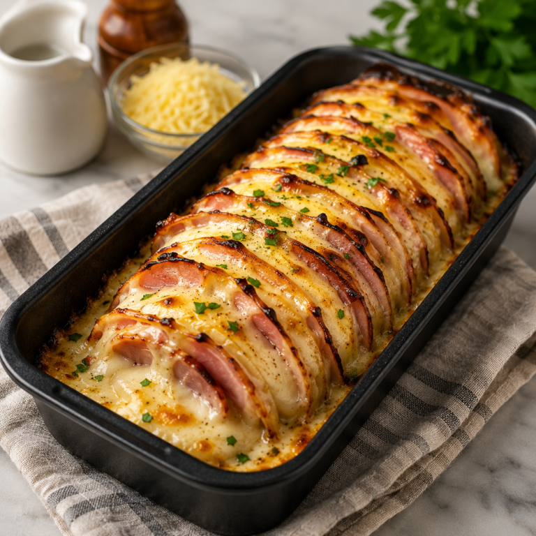 Pain de Mie Gratiné au Jambon et Fromage