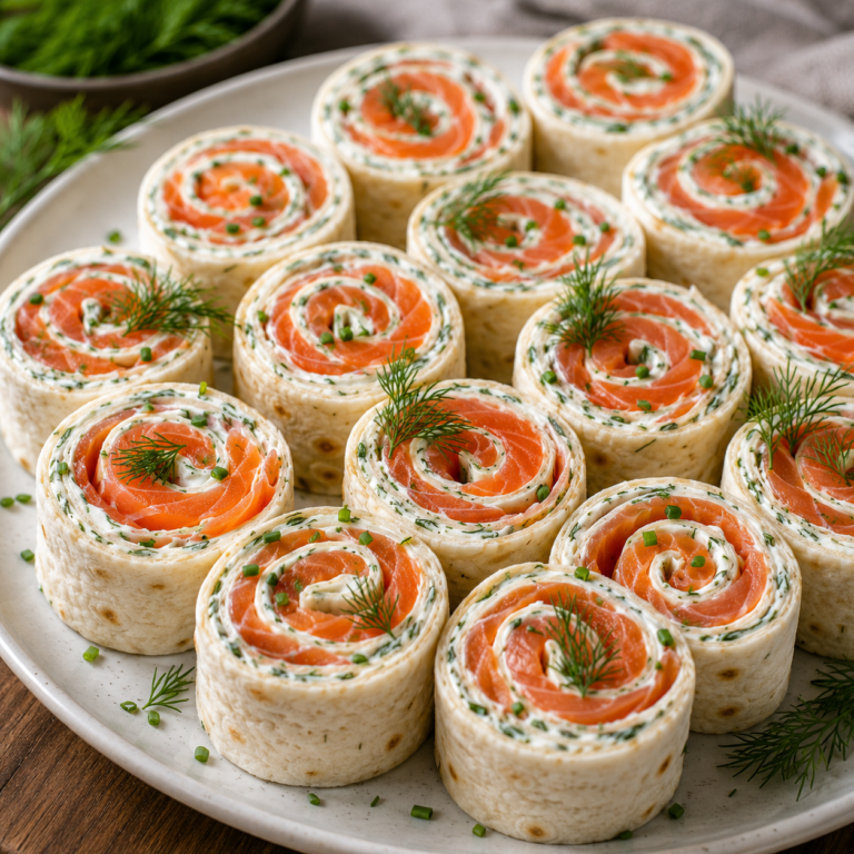 Roulés de Tortillas au Saumon Fumé et Fromage Frais