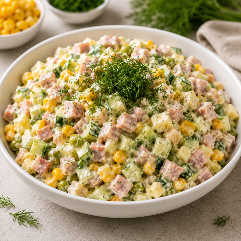Salade de Jambon, Œufs, Maïs et Concombre