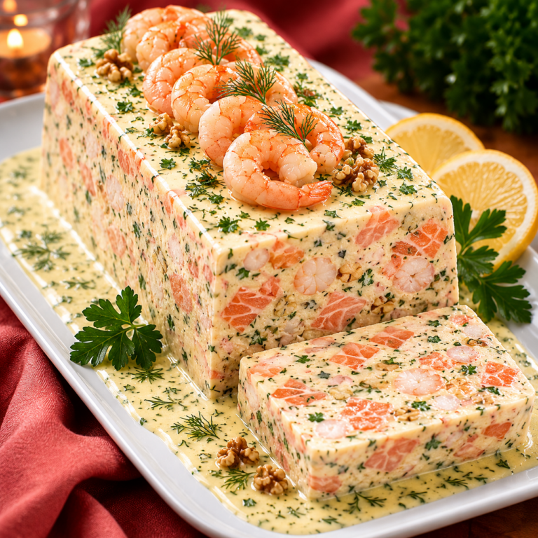 Terrine de Saumon, Crevettes et Noix : Une Entrée Festive Pleine de Saveurs