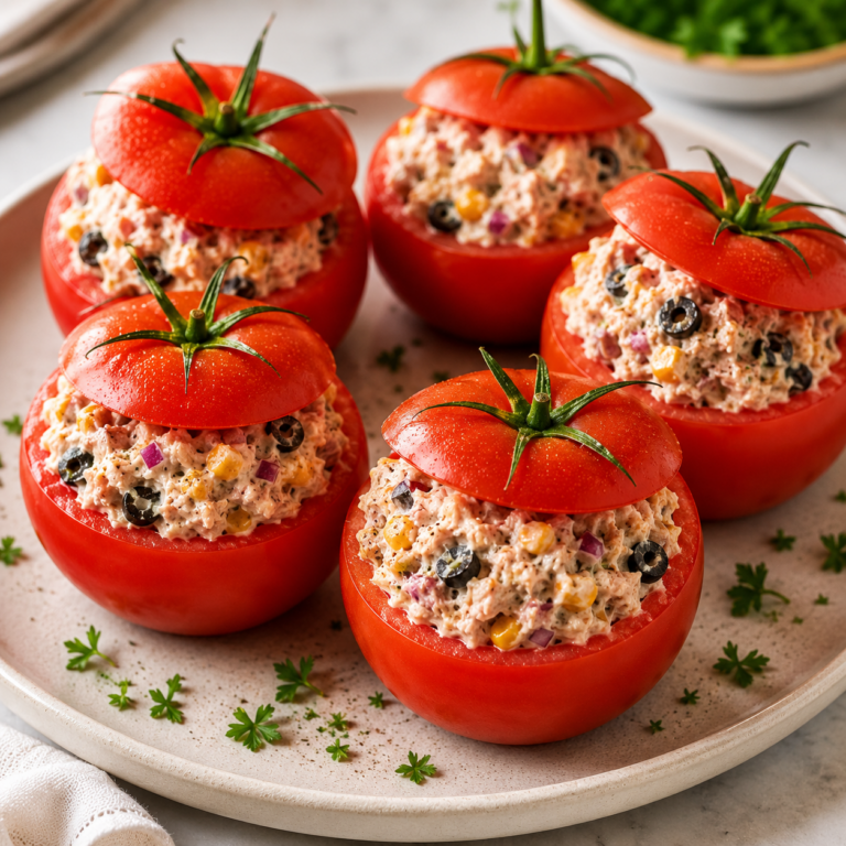Tomates Farcies au Thon, Maïs et Olives