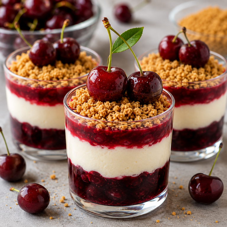 Verrines Gourmandes aux Cerises, Crème Vanillée et Spéculoos