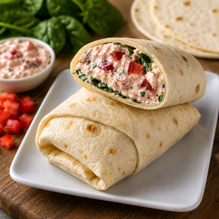 Wrap Crémeux au Thon, Fromage Frais et Épinards