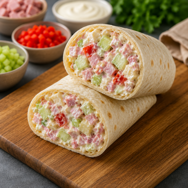 Wrap Fraîcheur au Jambon, Fromage et Crudités