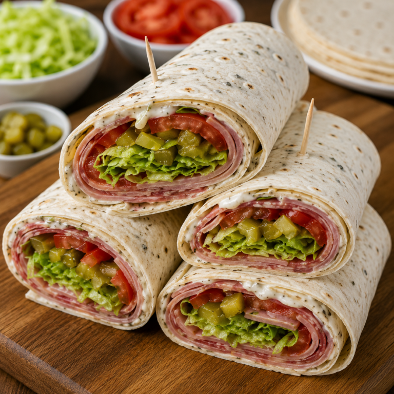 Wrap Italien au Salami, Jambon et Sauce Fromagère aux Herbes
