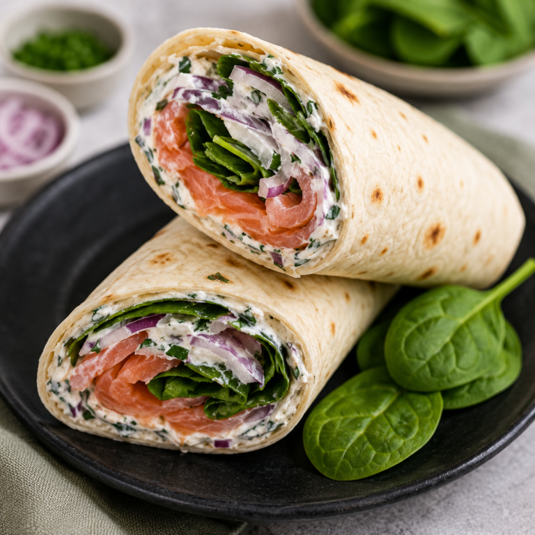 Wrap au Saumon Fumé, Fromage Frais et Épinards : Frais, Léger et Raffiné