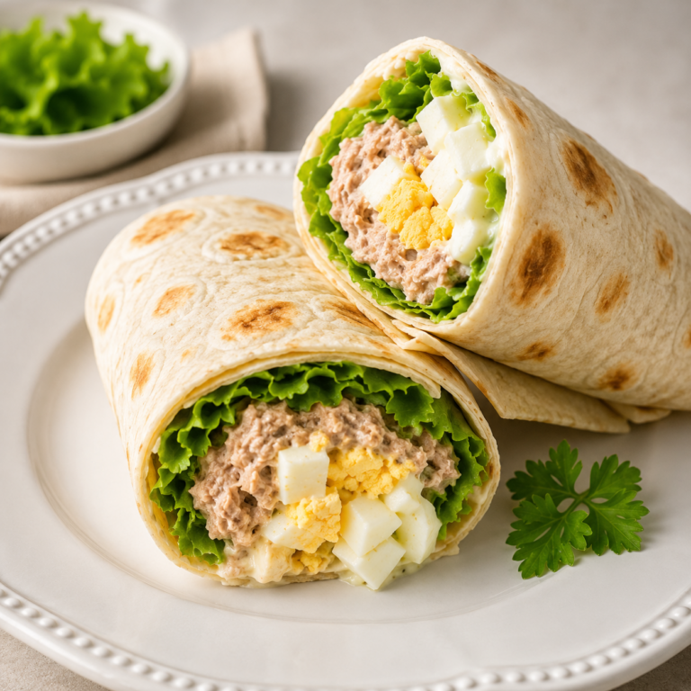Wrap au thon, œufs et salade