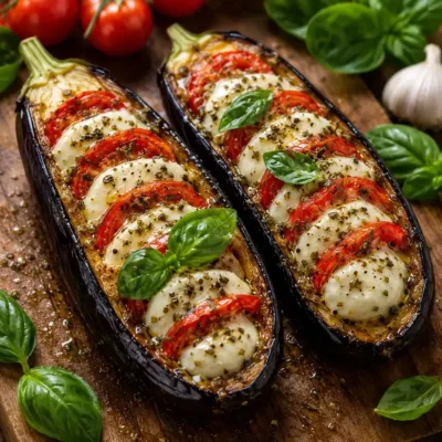 Aubergines Farcies à la Tomate et Mozzarella