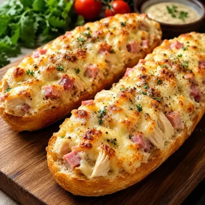 Baguette Gratinée au Jambon de Poulet et Fromage