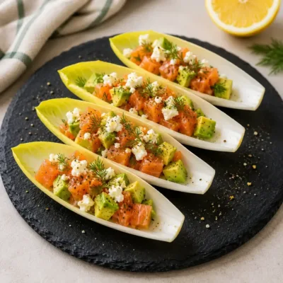 Barquettes d'Endives au Saumon Fumé et Avocat