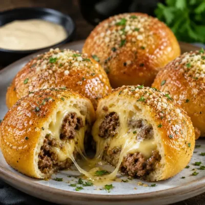 Bombes au Cheeseburger à l’Ail et au Parmesan