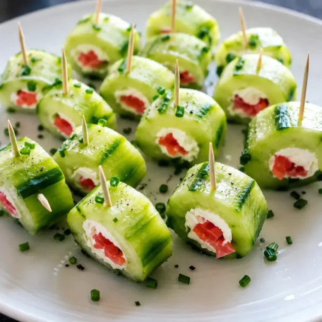 Bouchées de Concombre au Fromage Frais et Saumon Fumé