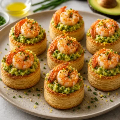 Bouchées Feuilletées aux Crevettes et Avocat