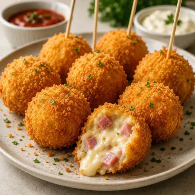 Boulettes croustillantes au jambon et fromage