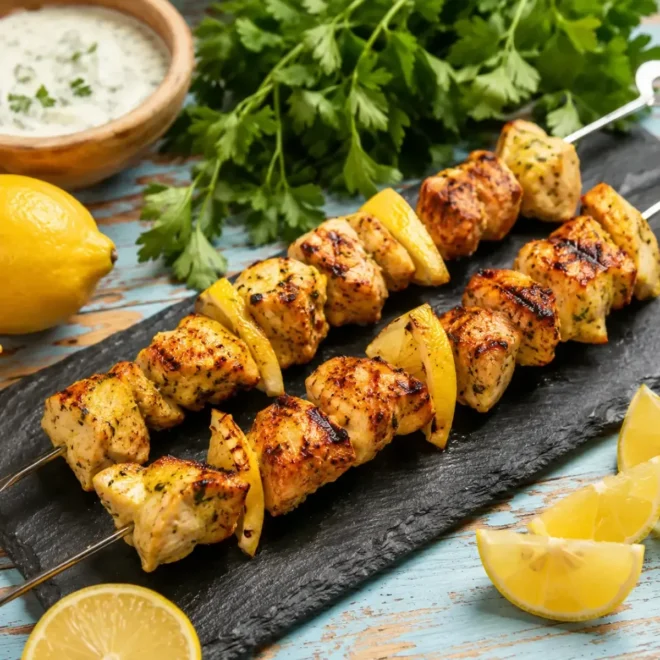Brochettes de poulet marinées au citron : recette facile, tendre et savoureuse
