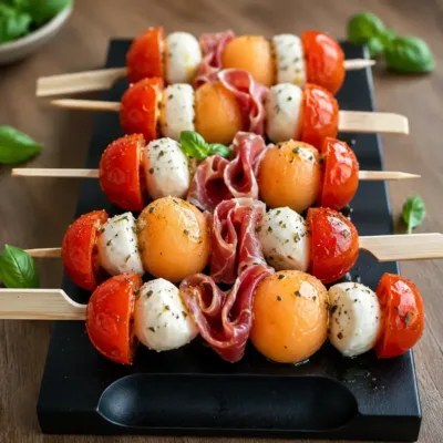 Brochettes Melon, Tomates Cerises & Mozzarella