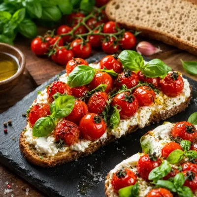 Bruschettas aux tomates marinées : fraîcheur italienne