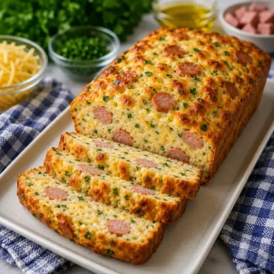 Cake Salé aux Saucisses et Fromage Savoureux
