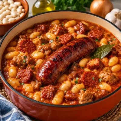 Cassoulet express aux haricots blancs et saucisse