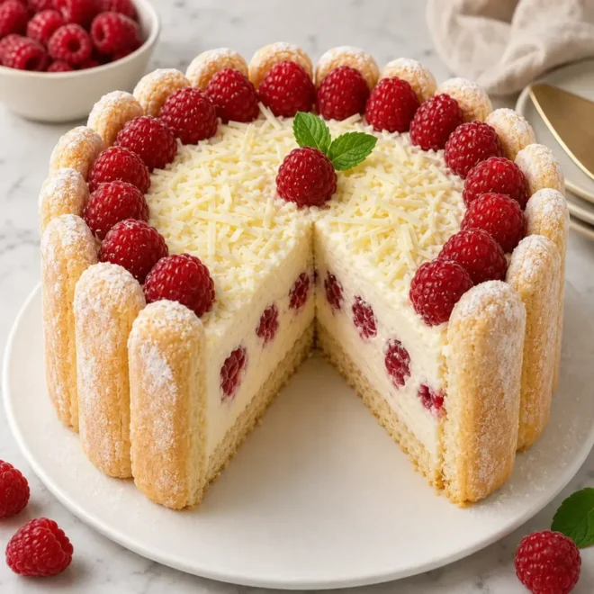 Charlotte aux Framboises et Chocolat Blanc : un Dessert Élégant et Irrésistible