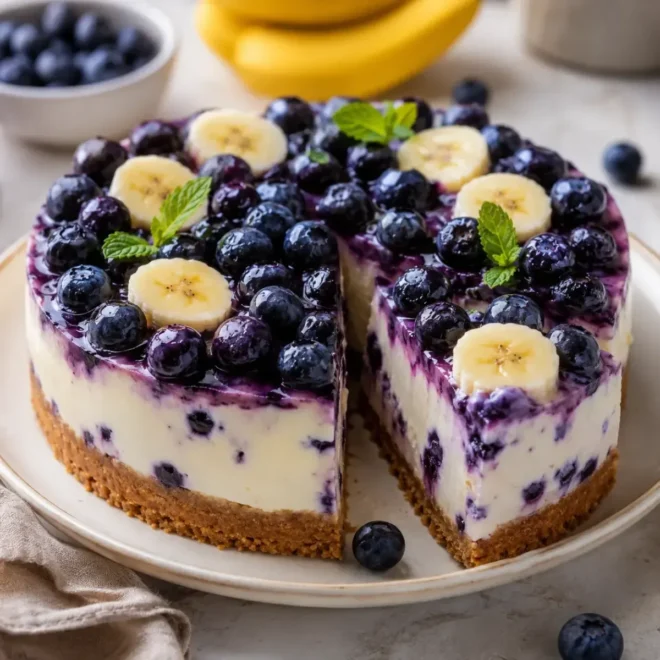 Cheesecake Léger Myrtilles & Banane : Fraîcheur Gourmande