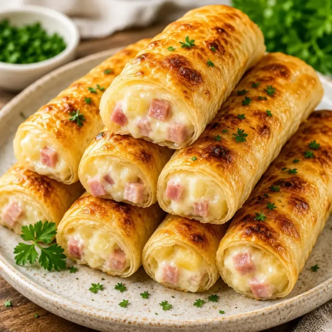 Cigares Croustillants aux Pommes de Terre, Jambon et Fromage
