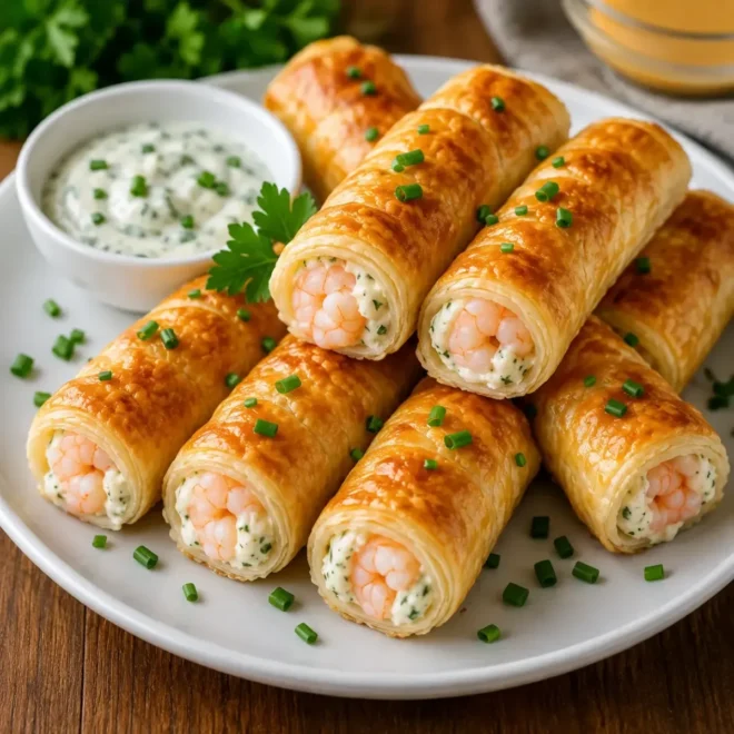 Cigares Feuilletés aux Crevettes et Fromage Frais