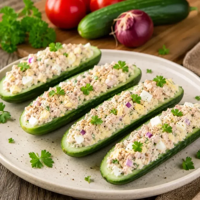 Concombres farcis au thon et aux œufs : la recette fraîche, facile et gourmande