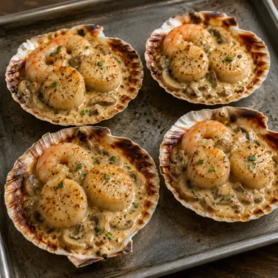 Coquilles Saint-Jacques à la Crème et aux Champignons